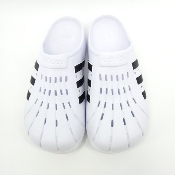 Adidas Adilette Clog White Black Mens Size 12 Women 13 Sandal Slide - Picture 2 of 9